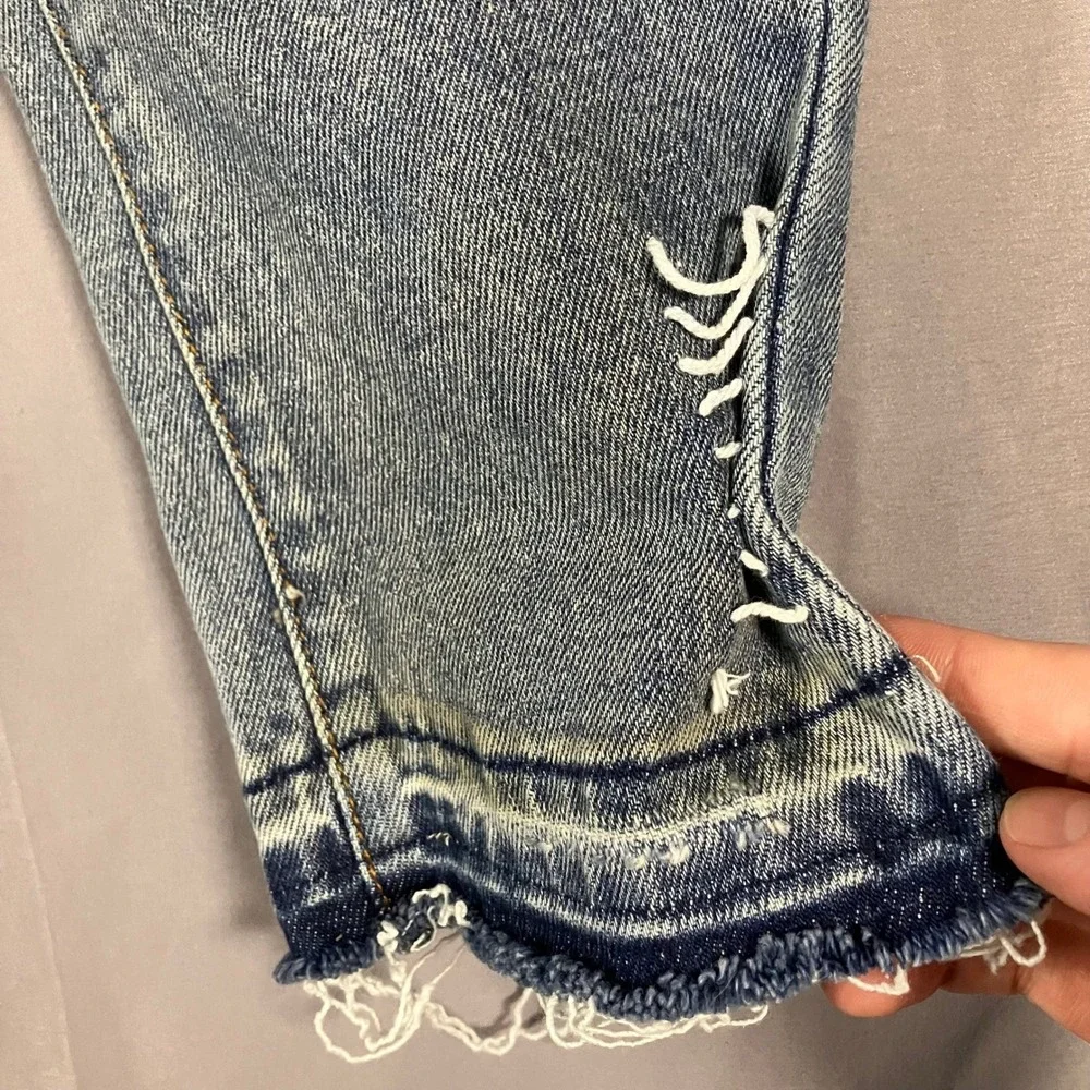 Lifted Anchors Mens 32 Distressed Jeans Customized Tribal Belt LFOD Blue Denim